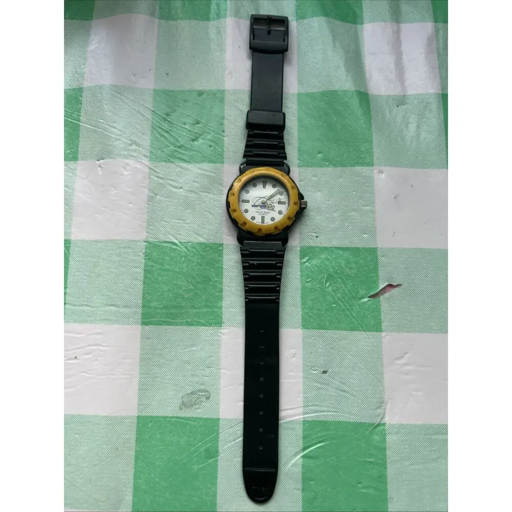 Yellow Bezel Black Band Women’s Quartz Watch